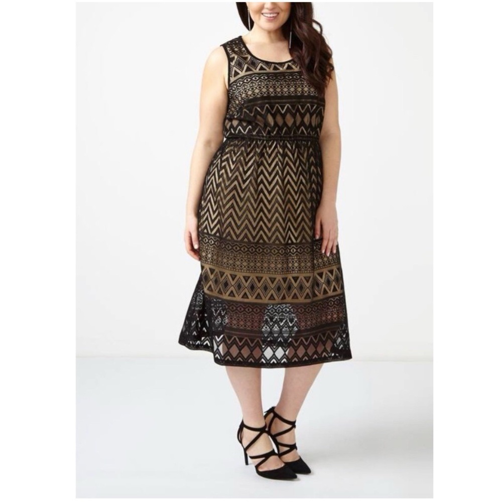 Pennington’s Black & Nude Sleeveless Dress 3XL NWT